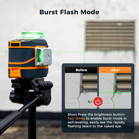 CIGMAN Laser Level CM-801 Laser Level Self Leveling 3x360°3D Green Cross Line for Decoration and Picture Hanging with Two Rechargeable Batteries, Remote Controller and Magnetic L-Shaped Bracket