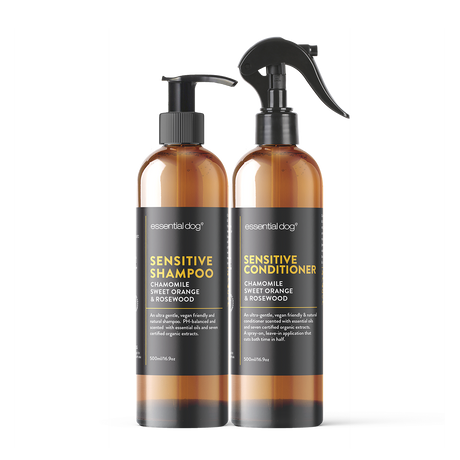 Natural Sensitive Dog Shampoo & Conditioner 2 Pack (Chamomile, Sweet Orange & Rosewood)