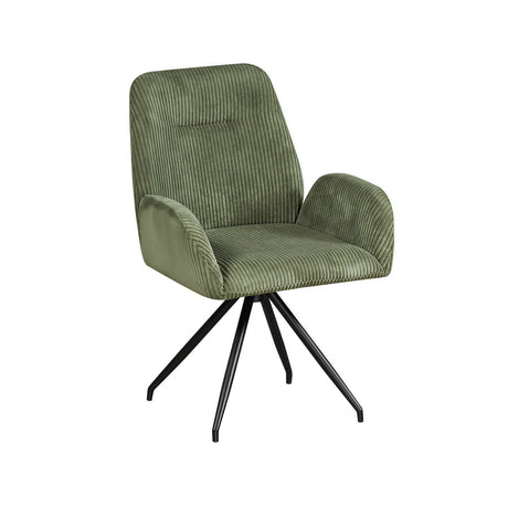 Dining Chair Linen Fabric Upholstered Seat Powder Coated Iron Legs