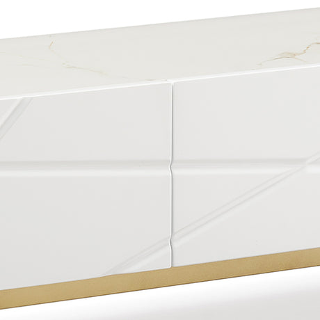 TV Cabinet MDF Glossy Storage Drawers Metal Base Entertainment Unit