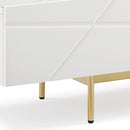 TV Cabinet MDF Glossy Storage Drawers Metal Base Entertainment Unit