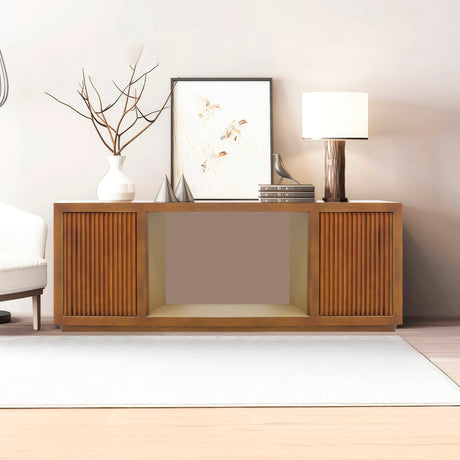 TV Cabinet MDF Brown Colour Two Sideboards Open Space
