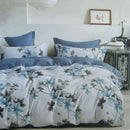 300TC Milla Blue Reversible Cotton Quilt Cover Set Queen