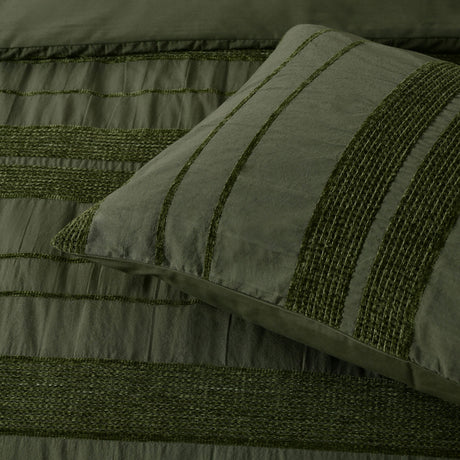 Bianca Avery Forest Chenille Striped Quilt Cover Set King