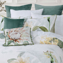 Bianca Helensvale White Floral Cotton Sateen Quilt Cover Set Double