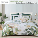 Bianca Helensvale White Floral Cotton Sateen Quilt Cover Set Queen