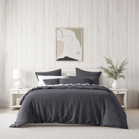 Bianca Kahlani Charcoal Waffle Quilt Cover Set King