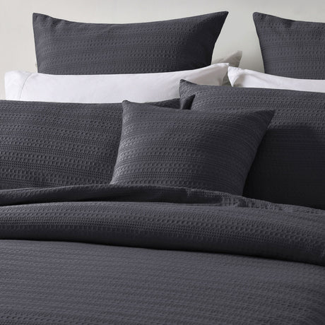 Bianca Kahlani Charcoal Waffle Quilt Cover Set Queen