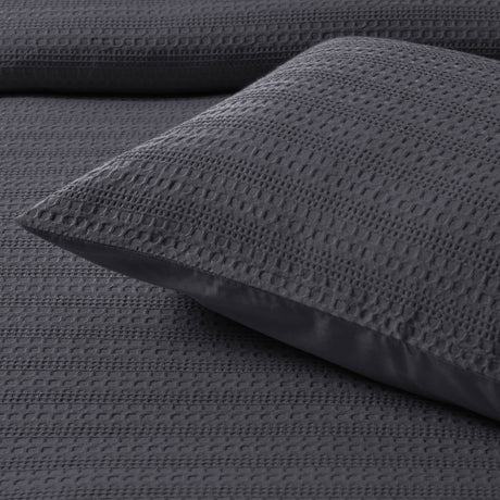 Bianca Kahlani Charcoal Waffle Quilt Cover Set Super King