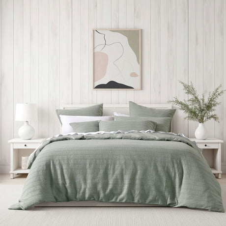 Bianca Kahlani Sage Waffle Quilt Cover Set Queen