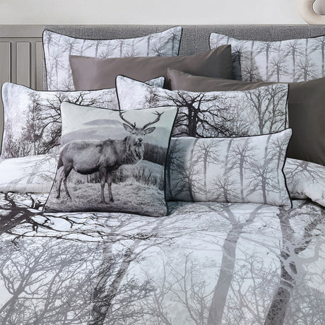 Bianca Myrtleford Grey Cotton Sateen Quilt Cover Set Super King
