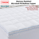 Cloudland 750GSM Memory Resistant Microball Fill Mattress Topper King