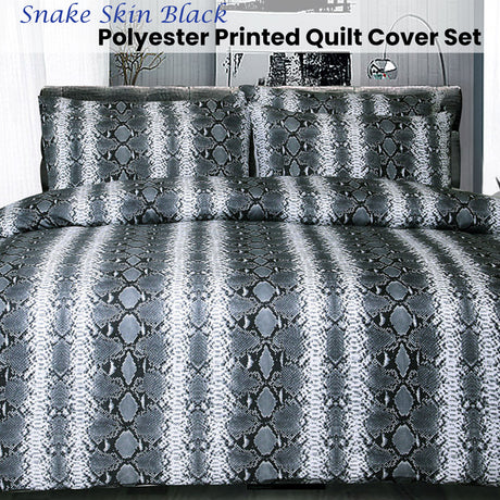 Big Sleep Snake Skin Black Quilt Cover Set Double