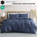 Ardor Byron Navy Seersucker Quilt Cover Set Queen
