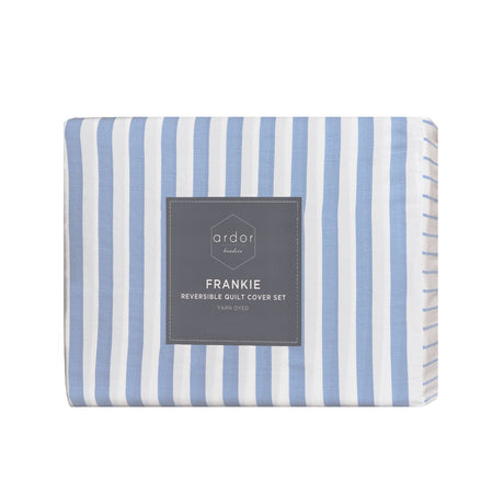 Ardor Frankie Blue Stripe Yarn Dyed Reversible Quilt Cover Set King