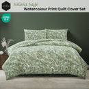 Ardor Solana Sage Watercolour Print Quilt Cover Set Queen