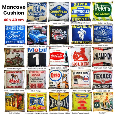Australian Mancave Retro Cushion ESSO Upright Tiger 40 x 40 cm