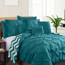 Ramesses 7 Piece Pinch Pleat Comforter Set Teal Queen