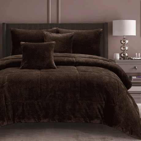 Ramesses Waffle Fleece Mocha 3 Pcs Comforter Set Double