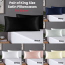 Pair of King Satin Silk Pillowcases with Envelope Closure 51 x 102 cm Ivory