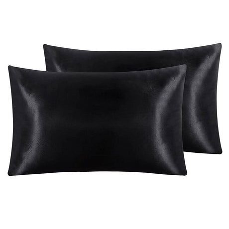 Pair of Standard Satin Silk Pillowcases with Envelope Closure 51 x 76 cm White