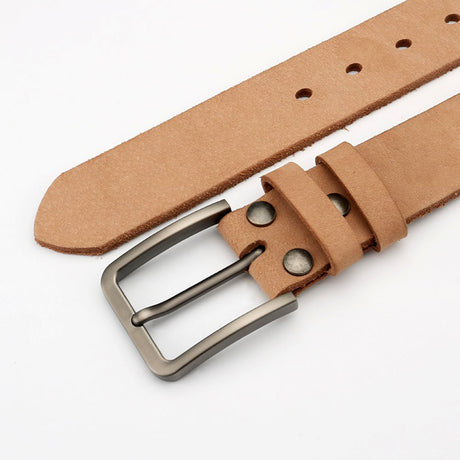 Men's Genuine Leather Belt Full Grain Cowhide Belt with Detachable Buckle (120cm)