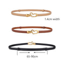 Women's Genuine Leather Thin Adjustable Waist Belt for Dresses Blazers (Black)