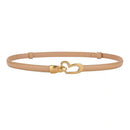 Women's Genuine Leather Thin Adjustable Waist Belt for Dresses Blazers (Khaki)