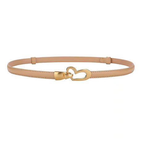 Women's Genuine Leather Thin Adjustable Waist Belt for Dresses Blazers (Khaki)