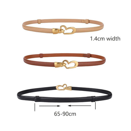 Women's Genuine Leather Thin Adjustable Waist Belt for Dresses Blazers (Brown)