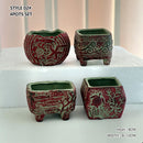 4/5/6 Pots Set Ceramic Clay Pottery Pots Succulent Flower Planter Draining Hole(Style 02