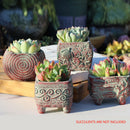4/5/6 Pots Set Ceramic Clay Pottery Pots Succulent Flower Planter Draining Hole(Style 02
