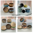 4/5/6 Pots Set Ceramic Clay Pottery Pots Succulent Flower Planter Draining Hole(Style 02