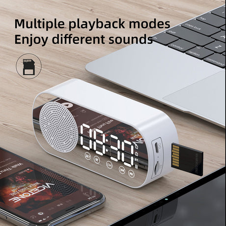 Wireless Bluetooth Speaker Alarm Clock Music Radio Player Timer Hands-Free Calling (Black)