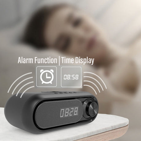 Bluetooth Speaker with 15W Wireless Charger Digital Alarm Clocks FM Radio Music Player (Grey)