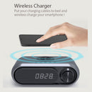 Bluetooth Speaker with 15W Wireless Charger Digital Alarm Clocks FM Radio Music Player (White)