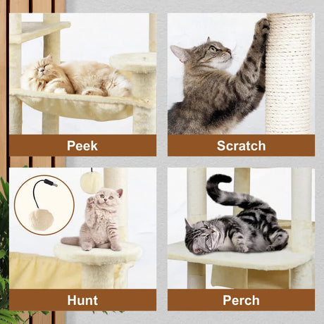 VaKa 184cm Road Cat Tree Tower Scratching Post Scratcher Condo with Big Hammock
