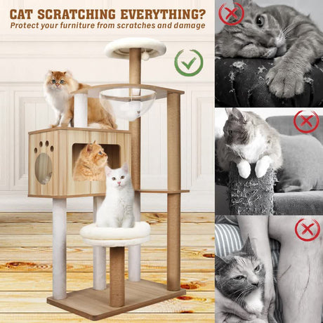 VaKa 1.42M Cat Tree Tower Scratching Post Scratcher Cats Condo House Bed Furniture