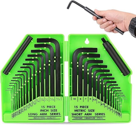 SWANLAKE 32PCS Hex Key Set, Allen Wrench Set Inch/Metric MM(0.7mm-10mm) SAE(0.028