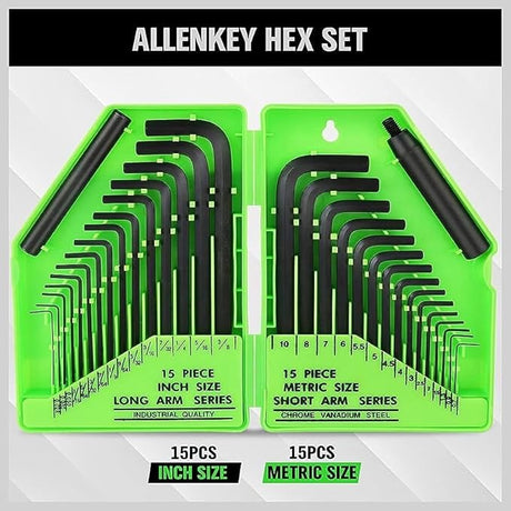 SWANLAKE 32PCS Hex Key Set, Allen Wrench Set Inch/Metric MM(0.7mm-10mm) SAE(0.028