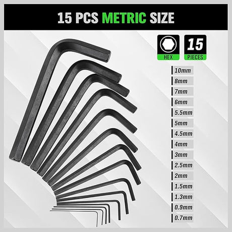 SWANLAKE 32PCS Hex Key Set, Allen Wrench Set Inch/Metric MM(0.7mm-10mm) SAE(0.028