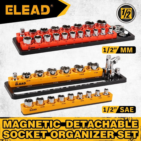 ELEAD 2Pc Magnetic Socket Organizer Set 1/2