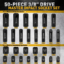 ELEAD 50Pcs 3/8'' Drive Impact Socket Set Deep Socket Metric Ratchet Adapter