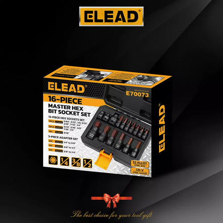 16Pc SAE Hex Bit Impact Socket Set 5/64
