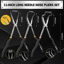 ELEAD 5Pcs 11" Long Reach Needle Nose Pliers Set w/ Magnetic Racks&Roll-Up Pouch