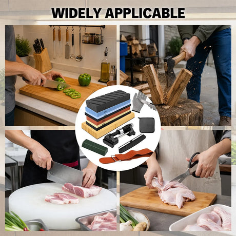 Elead 10pcs Knife Sharpening Stone Kit 400/1000 3000/8000 Grit Whetstone Set