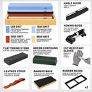 ELEAD 12pcs Knife Sharpening Kit 400/1000 3000/8000 Grit Whetstone Bamboo Base