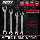 SEDY 4Pc Flare Nut Wrench Set Offset End Spanner Metric CR-V Steel Storage Pouch
