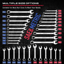 SEDY 32 Pcs SAE Metric Combination Wrench Set Stubby 12 Point CR-V Steel w/Case