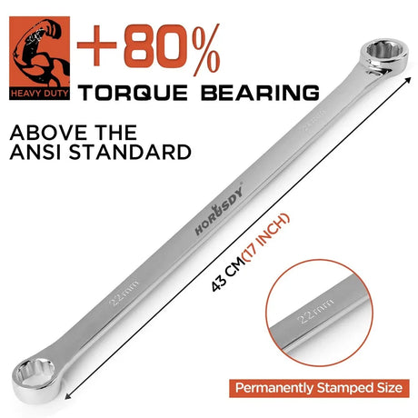 HORUSDY 8Pc Extra Long Aviation Spanner Set Double Ring Wrench 8-24mm 12 Point